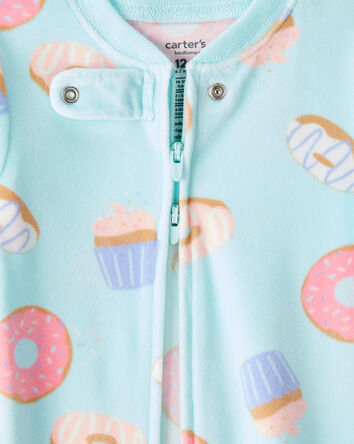 Baby Girl Donuts Print DreamPlush Long-Sleeve Snug Fit 1-Piece pyjamas - Blue, 