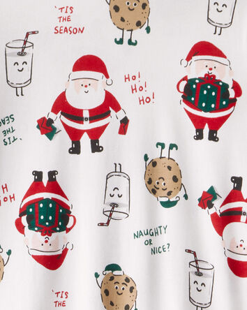 Adult Santa Milk & Cookies 100% Cotton Long-Sleeve Snug Fit - White, 