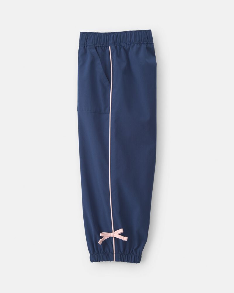 Toddler Girl Bow-Cuff Poplin Joggers - Navy Blue, image 3 of 5 slides