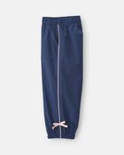 Toddler Girl Bow-Cuff Poplin Joggers - Navy Blue, image 3 of 5 slides