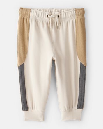 Baby Boy Colourblock Joggers - Tan/White, 