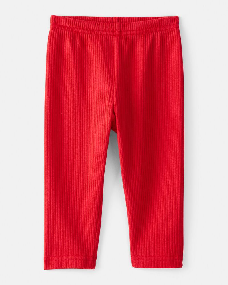 Baby Girl Pull-On Stretch Rib Leggings - Red, image 1 of 4 slides