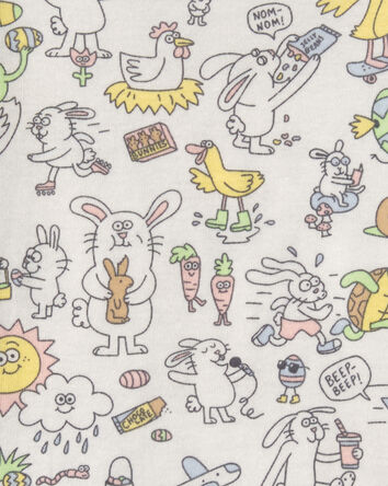 Tout-petit - Chasse aux &oelig;ufs de P&acirc;ques Ensemble de pyjama 100 % coton ajust&eacute; 2 pi&egrave;ces - Ivoire, 