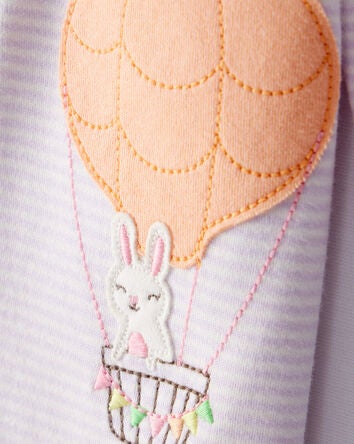 Baby Hot Air Balloon Bunny 2-Way Zip Cotton Sleeper, 