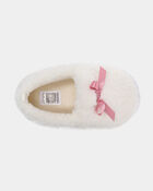 Girls Fuzzy Bow Slippers - Cream/Pink, image 4 of 6 slides