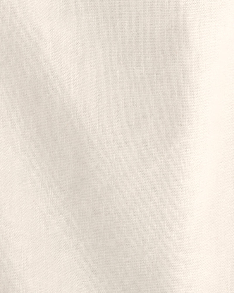 Baby Girl 2-Piece Solid Linen Short-Sleeve Overall Set - White, image 5 of 6 slides