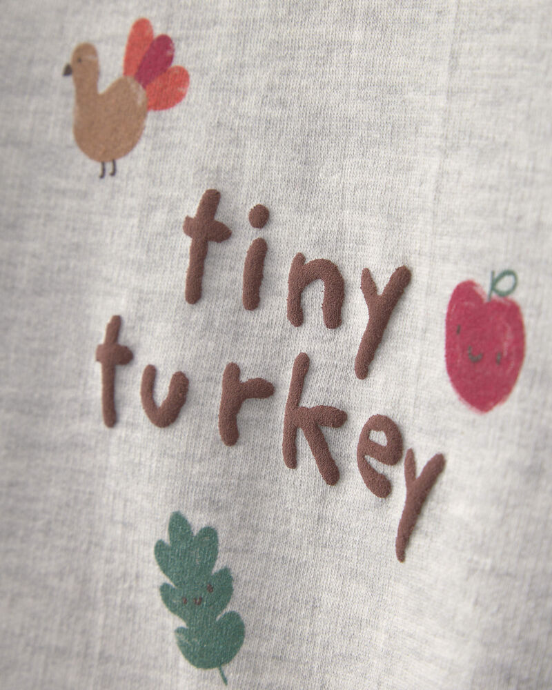 Baby 2-Piece 'Tiny Turkey' French Terry Long-Sleeve Top & Pant Set - Grey, image 3 of 6 slides