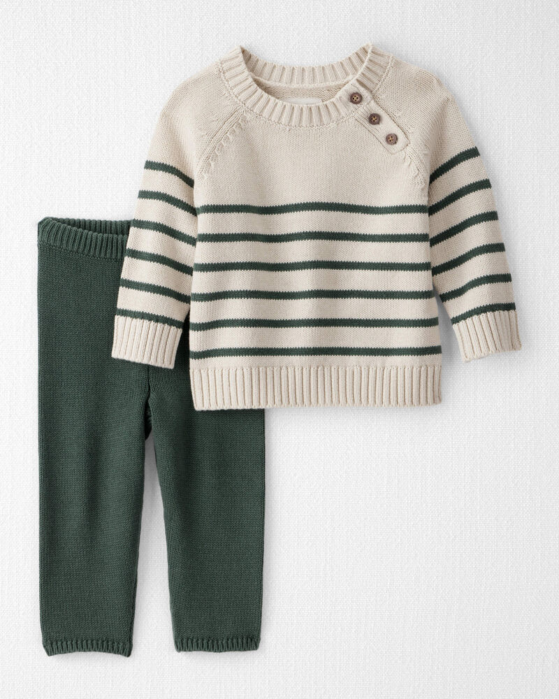 Baby 2-Piece Organic Cotton Sweater Knit Set in Stripes, image 1 of 6 slides