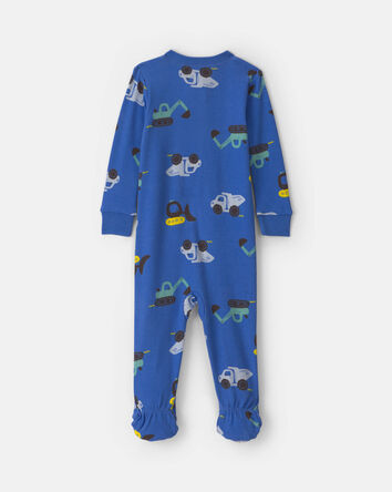 Baby Boy 1-Piece Construction 2-Way Zip 100% Cotton Snug Fit Pyjama - Blue, 
