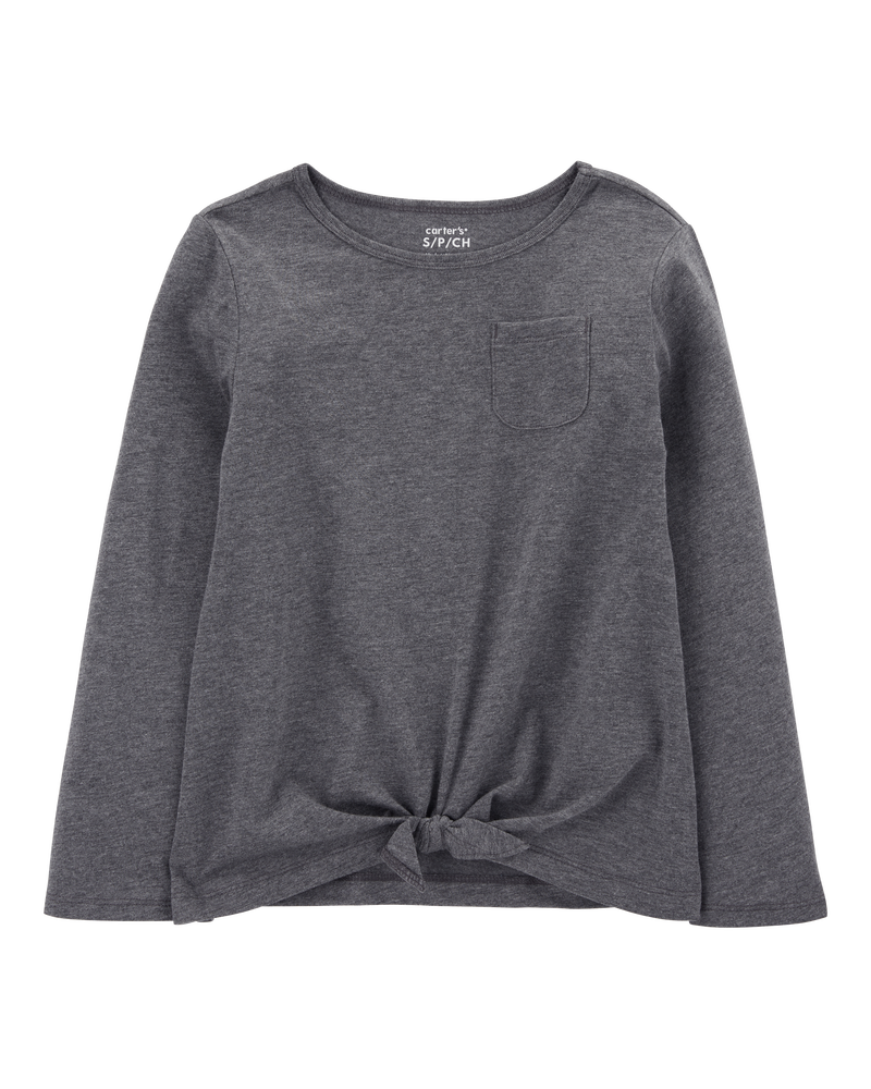 Kid Tie-Front Long-Sleeve Jersey Tee, image 1 of 3 slides