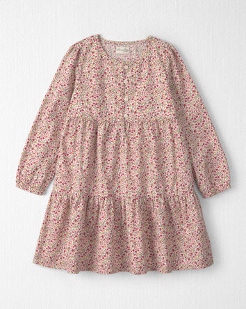 Filles - Robe en coton biologique armur&eacute; &agrave; imprim&eacute; floral printanier, 