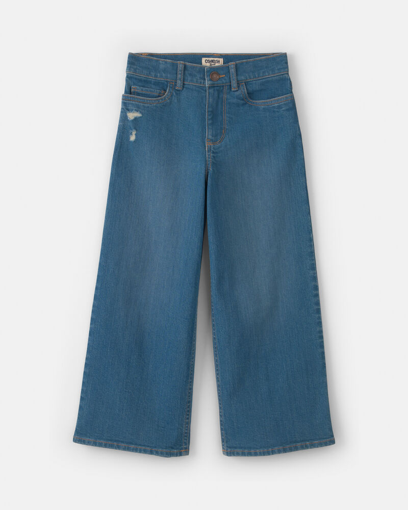 Girls Cropped Wide-Leg Jeans - Medium Wash, image 1 of 4 slides