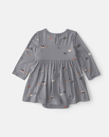 Baby Girl Halloween PurelySoft&trade; Long-Sleeve Bodysuit Dress - Grey, 