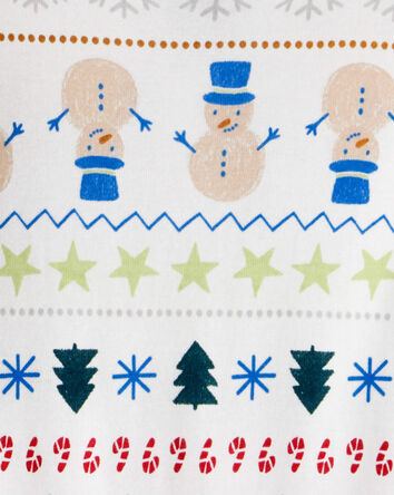 Tout-petit - Pyjamas 2 pièces ajustés à manches longues en coton 100 % avec motif de Noël Fair Isle - Blanc, 