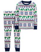 2-Piece Fair Isle 100% Snug Fit Cotton PJs, image 1 of 2 slides