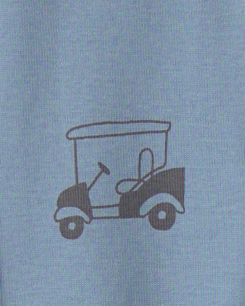 Boys Mini Golf 100% Cotton Short-Sleeve Snug Fit 4-Piece pyjama Set - Green/Blue, image 4 of 5 slides