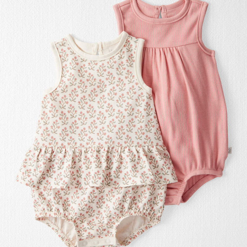 Floral, Rose Baby 2-Pack Organic Cotton Bubble Rompers | Carter’s Oshkosh Canada
