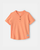 Tout-petit gar&ccedil;on - T-shirt &agrave; col henley &agrave; manches courtes - Orange, image 1 sur 2 diapositives