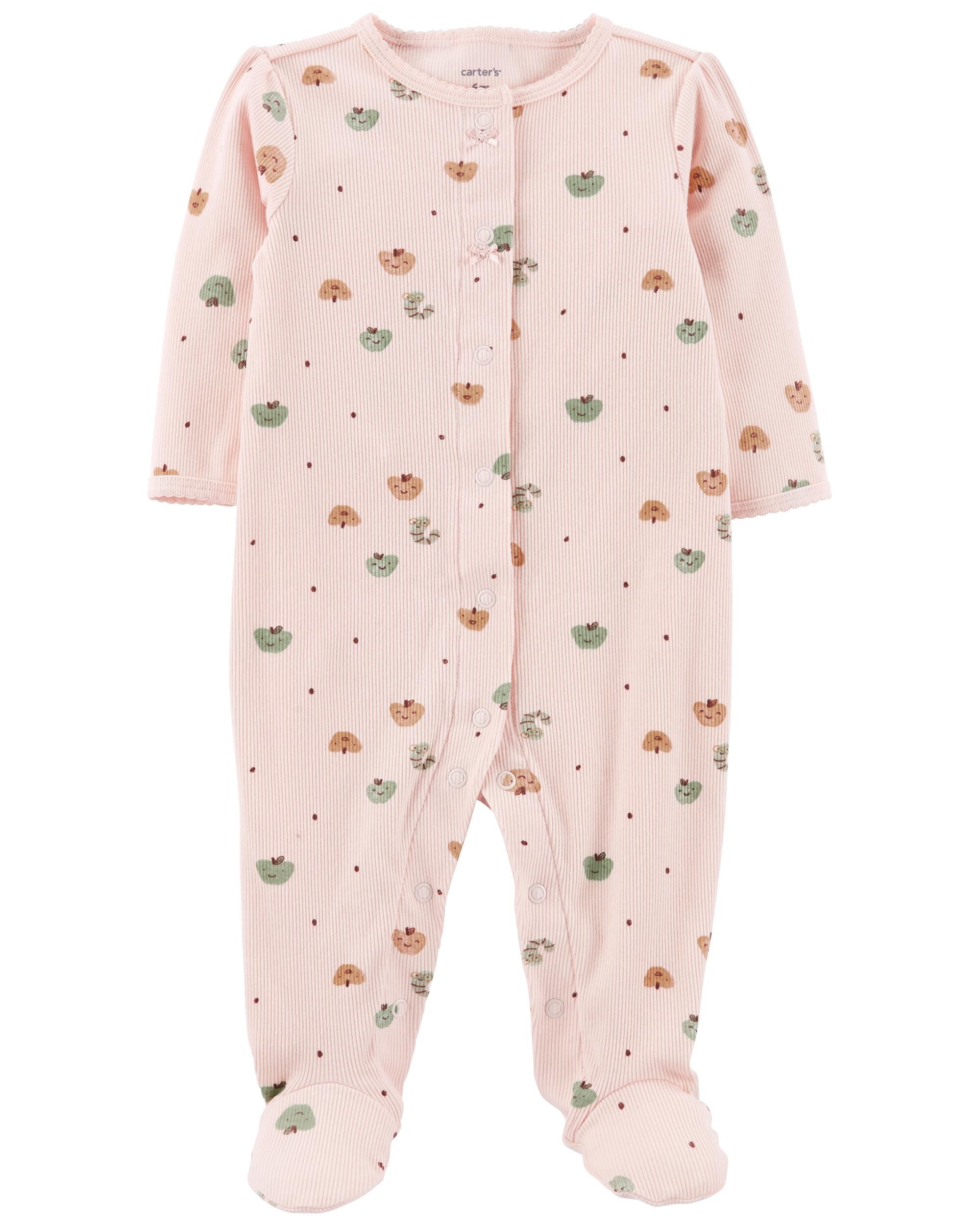 Pink Pink Print Snap Up Cotton Sleeper Pyjamas Carter s Oshkosh