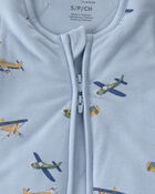 Baby Boy Plane 2-Way Zip PurelySoft Wearable Blanket - Blue, image 2 of 5 slides