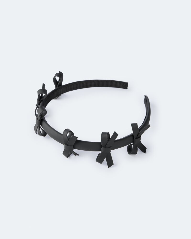 Toddler Girl Faux Leather Bow Headband - Black, image 1 of 2 slides