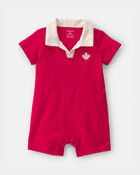 Baby Boy Canada Day Short Sleeve Polo Romper - Red, image 1 of 3 slides