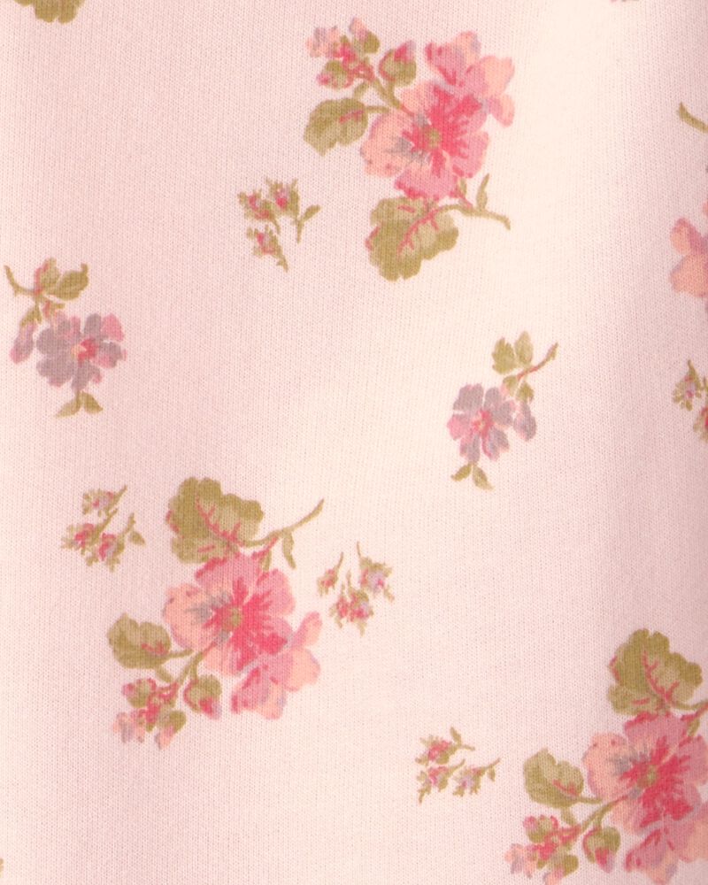 Filles - Pantalon de jogging en tricot avec cordon de serrage, floral - Rose, image 3 sur 3 diapositives
