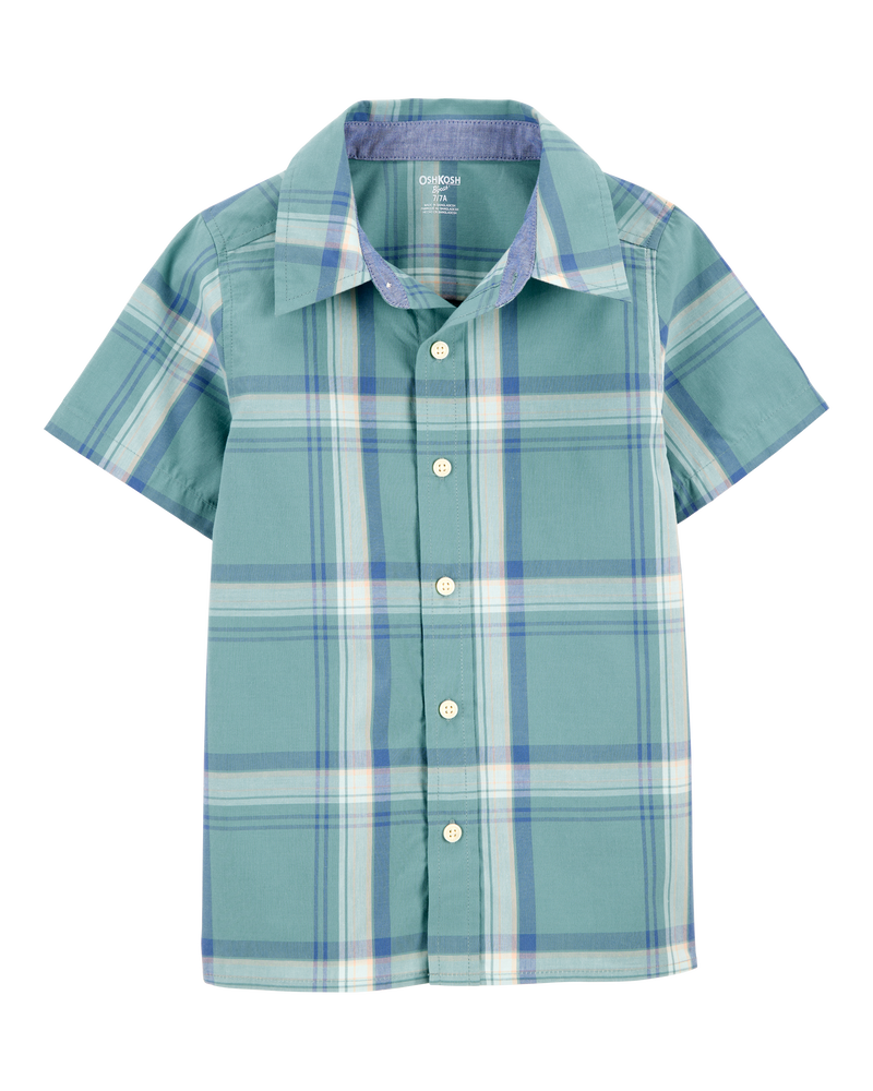 Kid Short-Sleeve Plaid Button-Front Shirt, image 1 of 3 slides