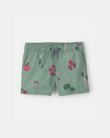 Baby Boy Veggie Fruit Shorts - Green, 