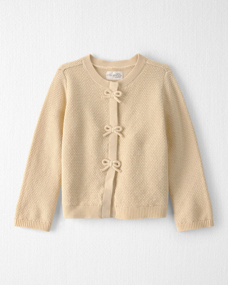 Toddler Girl Organic Cotton Sweater Knit Cardigan, image 1 of 4 slides
