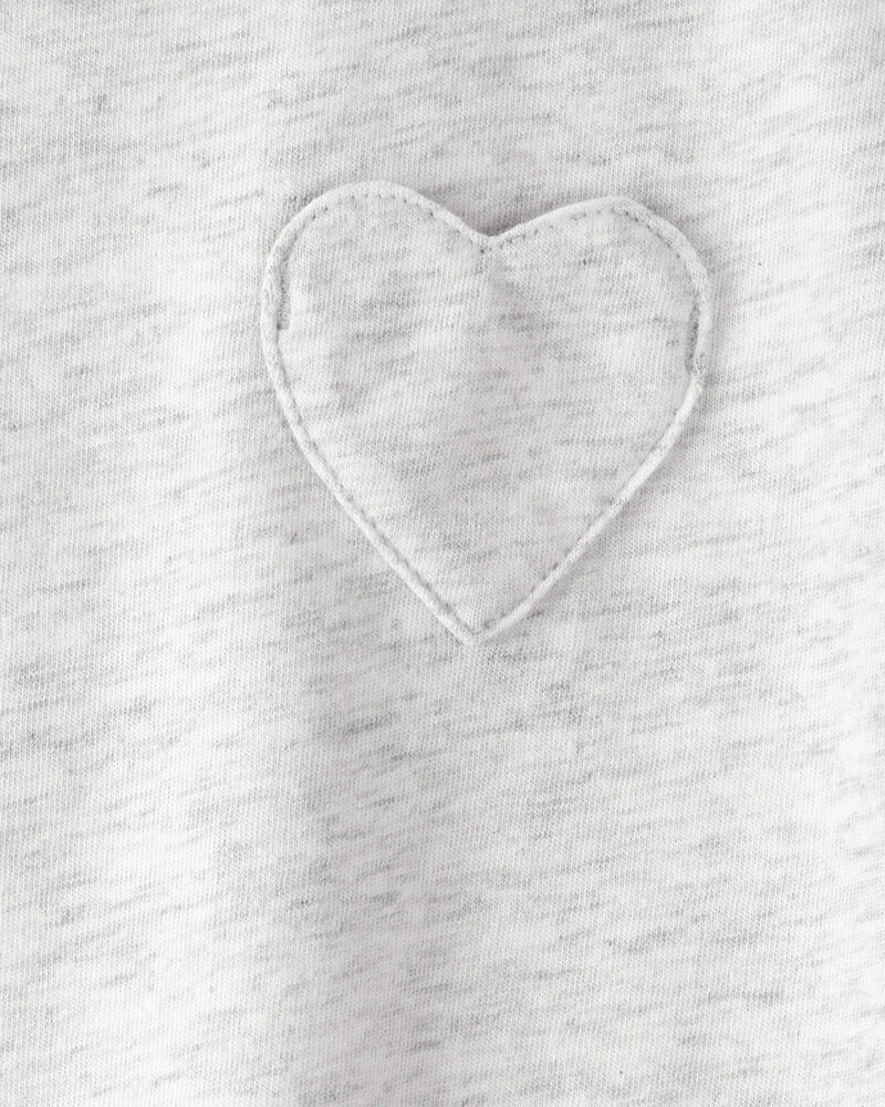 Toddler Girl Heart Pocket Top - Grey, image 2 of 3 slides