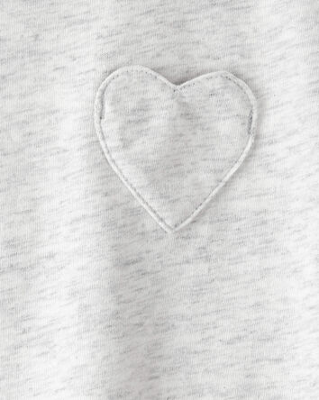 Toddler Girl Heart Pocket Top - Grey, 
