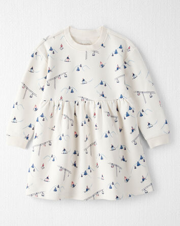 Toddler Girl French Terry Dress Made with Organic Cotton in Snowy Slopes Print, 