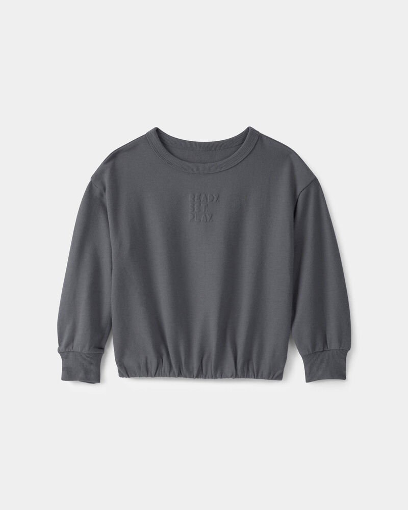 Toddler Girl 'Ready Set Play' French Terry Pullover Sweatshirt - Grey, image 1 of 4 slides