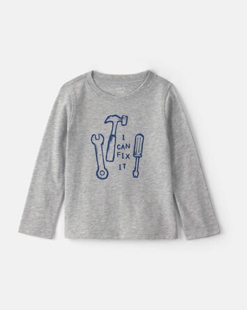 Toddler Boy 'I Can Fix It' Tool Long-Sleeve Graphic Tee - Grey, 