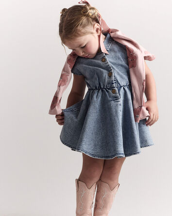 Toddler Girl Avenue Twirl&trade; Denim Dress in Avenue Wash - Blue, 