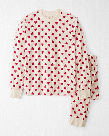 Pyjama 2 pièces en coton biologique à motif de cœur, 