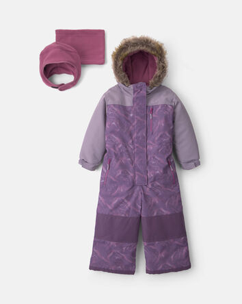 Toddler Girl 1 Piece Mauve Snowsuit- Purple, 