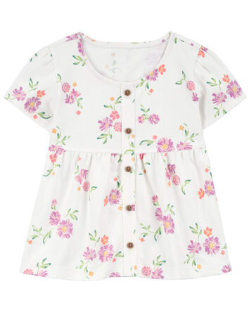 Butterfly Print Button-Front Top, 