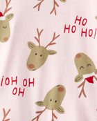 Adult Reindeer Snug Fit 2-Piece Pyjamas - Pink, image 2 of 3 slides