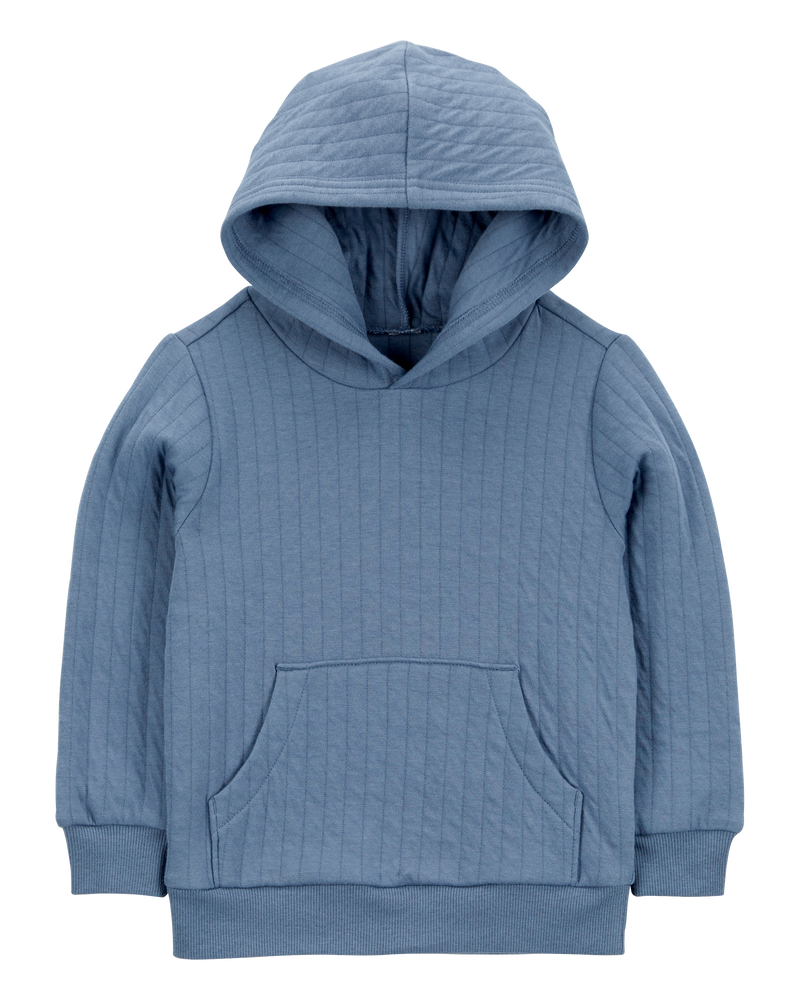 Baby Hooded Quilted Pullover - Blue, image 1 of 3 slides