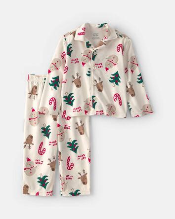 Tout-petit - Pyjama ample 2 pi&egrave;ces en molleton &agrave; th&egrave;me de No&euml;l &ndash; Cr&egrave;me, 