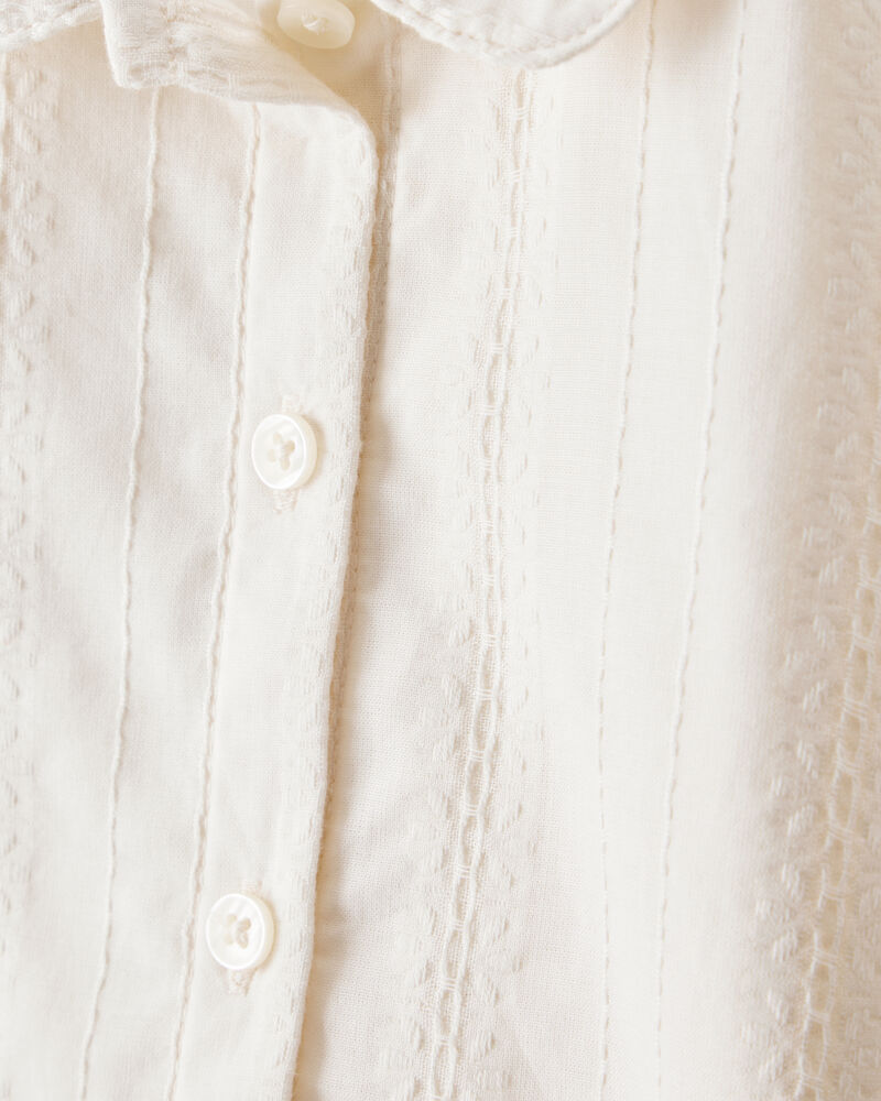 Toddler Girl Cotton Long-Sleeve Button-Down - White, image 2 of 4 slides