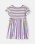 Baby Girl Striped Short-Sleeve Dress - Blue, image 2 of 4 slides