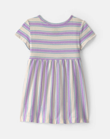 Baby Girl Striped Short-Sleeve Dress - Blue, 
