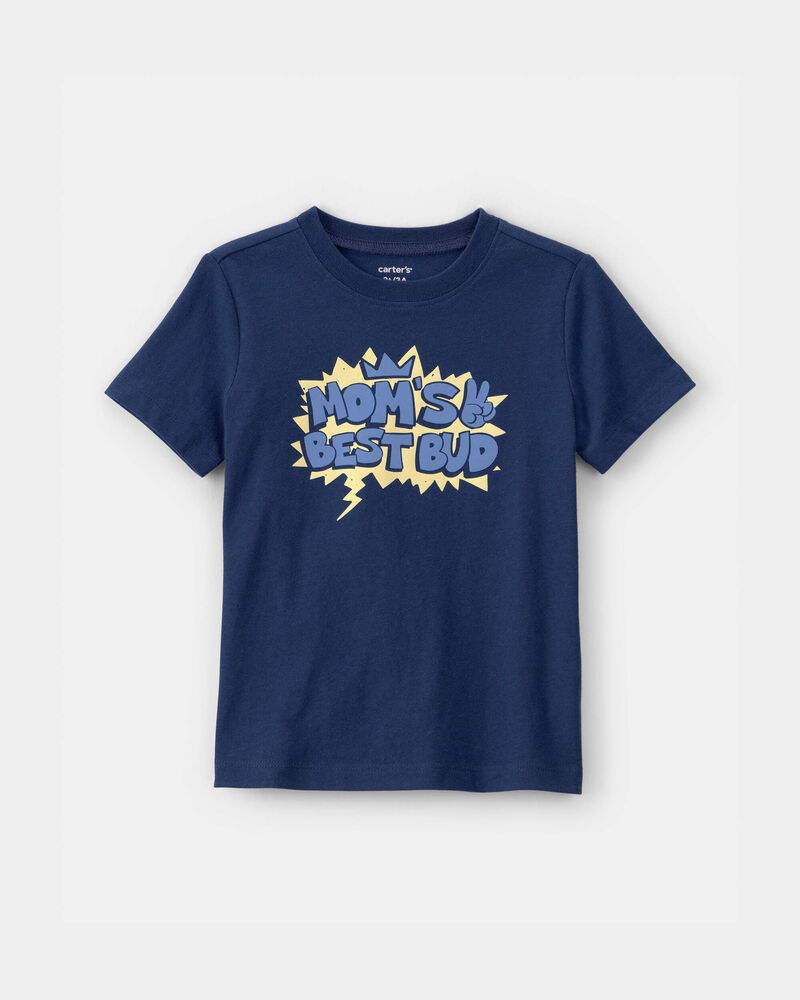 Toddler Boy 'Mom's Best Bud' Graphic Tee - Blue, image 1 of 3 slides