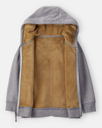 Boys Long-Sleeve Hooded Zip-Up Jacket - Grey, 