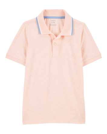 Kid Ribbed Collar Polo Shirt - Pink, 