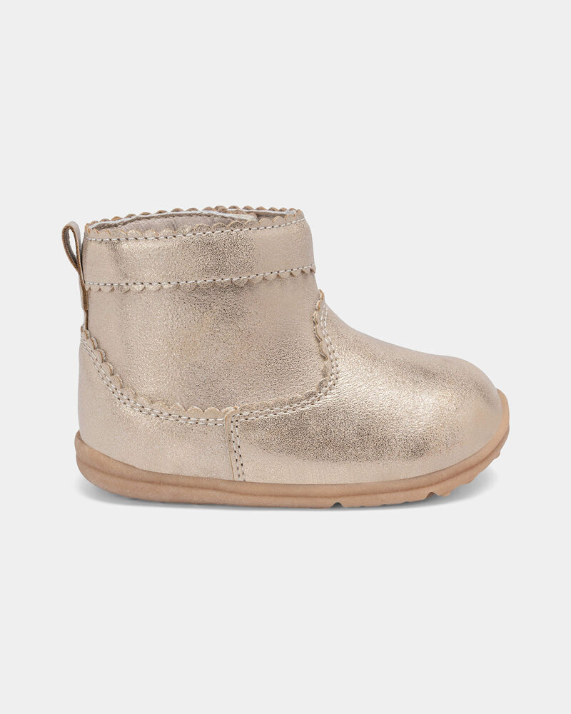 B&eacute;b&eacute; fille - Bottes m&eacute;talliques Every Step&reg; First Walker - Brun, image 2 sur 6 diapositives