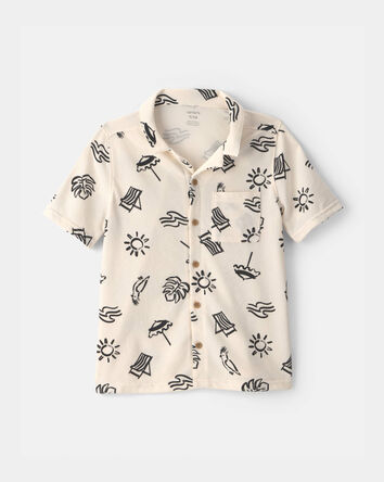 Boys Beach Button-Down Shirt - Cream, 